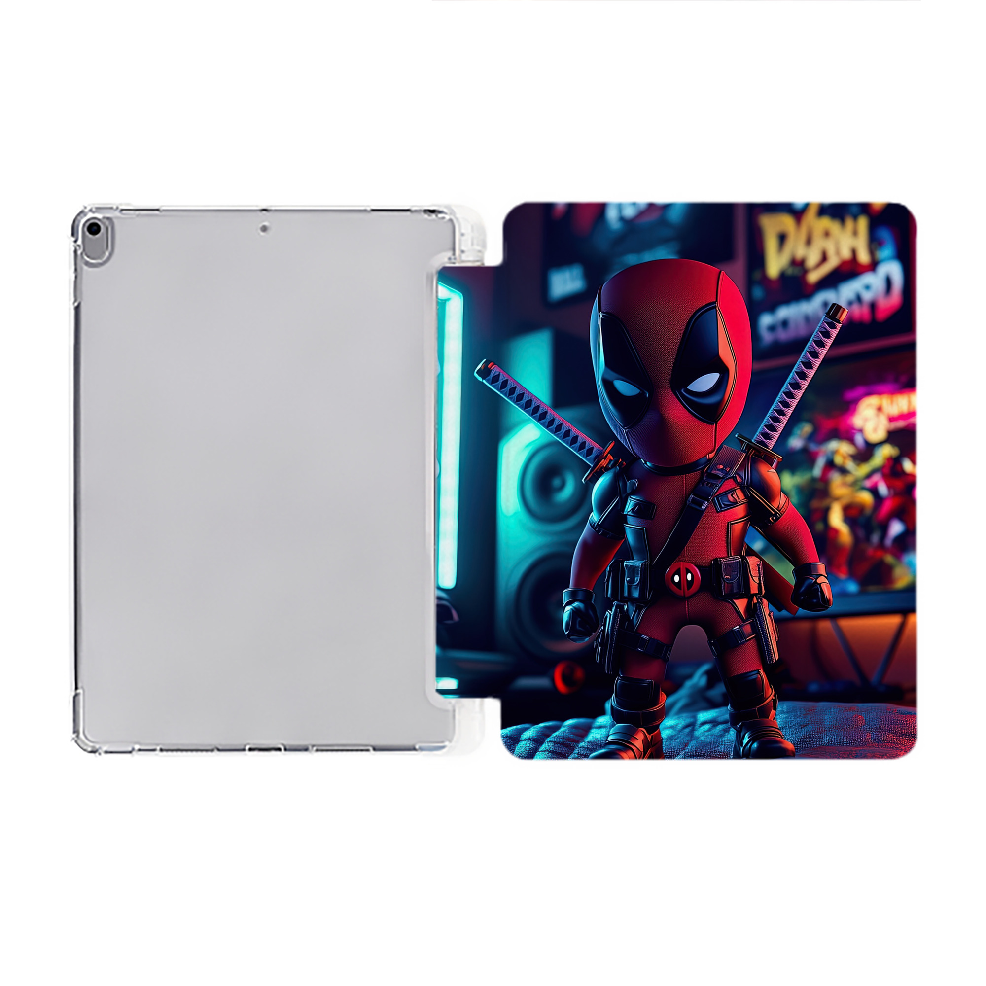 （画像用） Deadpool デッドプール IPad ケース ペン収納付き 三つ折りスタンド PUレザー×シリコン 対応機種9.5/10.5/10.9インチ